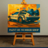 Paint By Number Retro Car Scene – Vintage Futuristic Paint By Numbers Kit For Adults Beginners