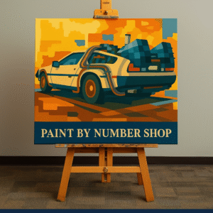 Paint By Number Retro Car Scene – Vintage Futuristic Paint By Numbers Kit For Adults Beginners