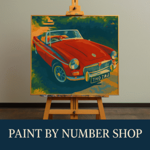 Paint By Number Vintage Red Car – Retro Convertible Paint By Numbers Kit For Adults Beginners, Classic Auto Art Gift