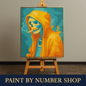 Paint By Number Neon Skull – Modern Pop Art Paint By Numbers Kit For Adults Beginners, Bold Abstract Art Home Decor