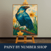 Paint By Number Blue Raven – Elegant Bird Paint By Numbers Kit For Adults Beginners, Nature Floral Art Home Decor Gift