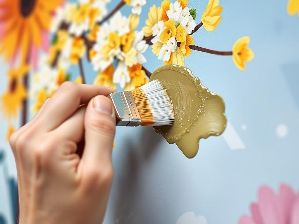 Applying varnish to a completed paint by numbers artwork