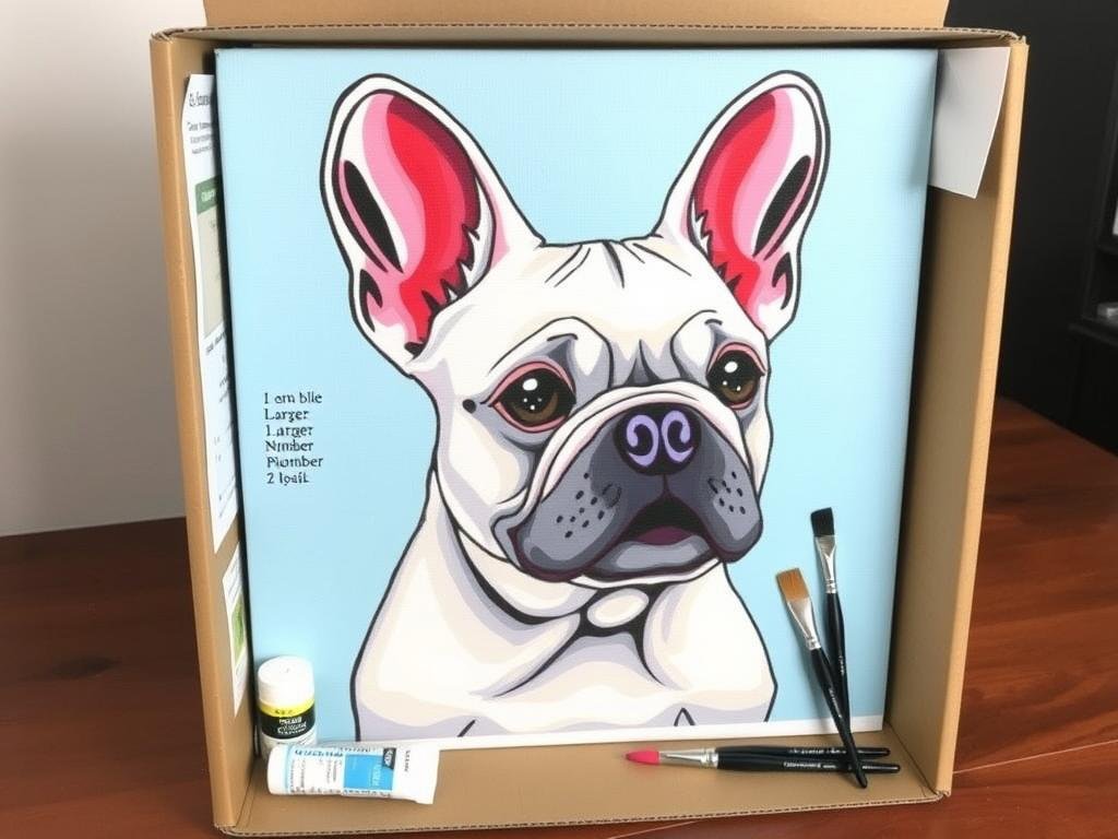Beginner-friendly paint by number kit featuring a French Bulldog design