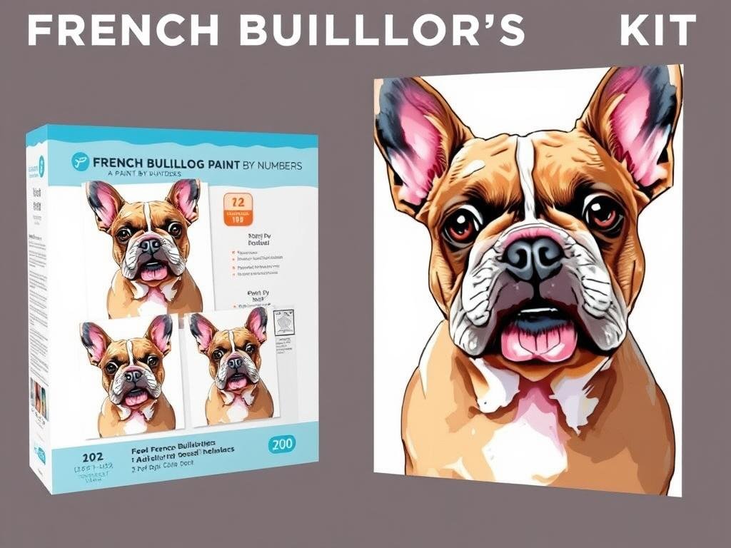 French Bulldog Paint by Numbers Kit showing an adorable bulldog portrait