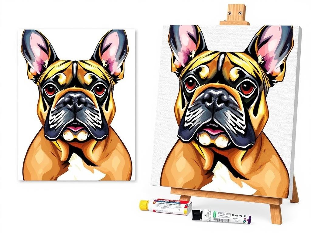 French Bulldog Paint by Numbers Kit showing expressive dog portrait