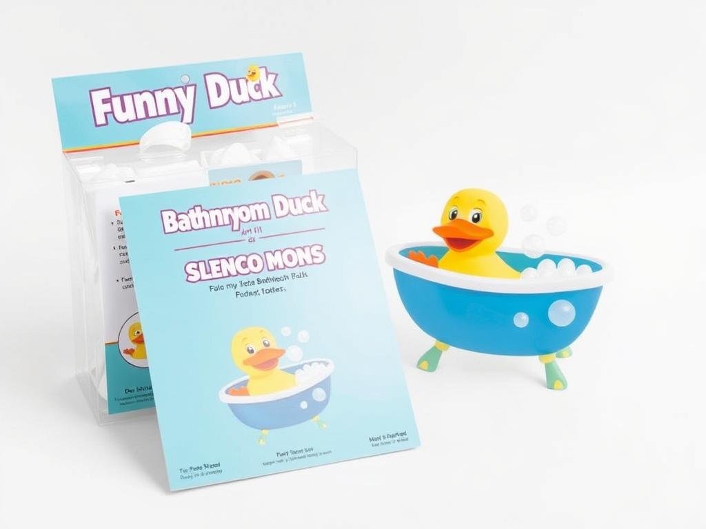 Funny Duck Bathroom Art Kit showing a whimsical duck in a bathtub