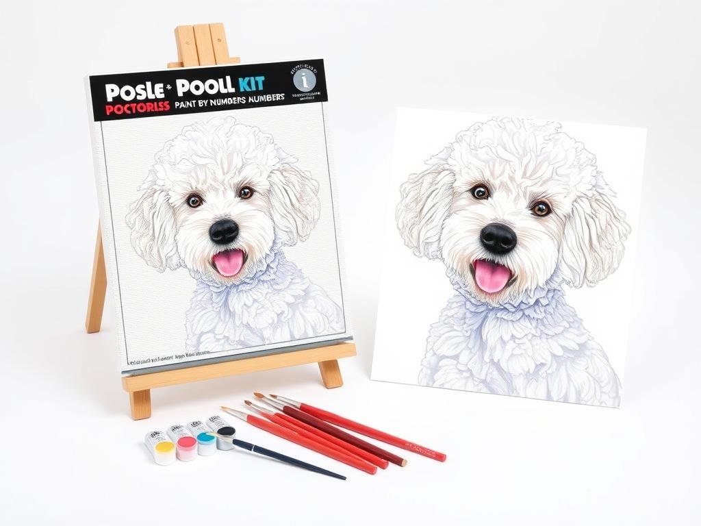 Poodle Paint by Numbers Kit showing a cute poodle portrait