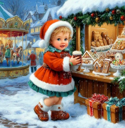 Paint By Number Festive Winter Market – Christmas Scene DIY Art Kit For Adults Beginners, Cozy Holiday Painting Gift