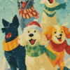 Holiday Dogs Paint by Numbers Kit – Christmas Winter Scene | DIY Dog Painting Set for Adults & Kids | Festive Pet Art Gift | Snow Dog