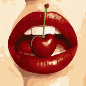 Paint by Number Cherry Lips Kit – Sensual DIY Pop Art Canvas – Bold Painting for Adults & Modern Wall Decor