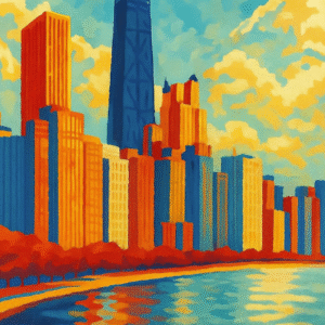 Chicago Skyline Paint by Number Kit – Bold Modern Cityscape – DIY Urban Art for Wall Decor & Gift