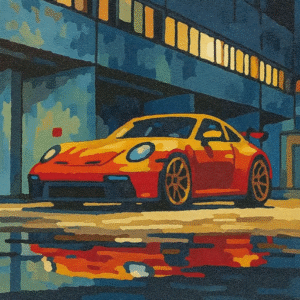 Urban Sports Car Paint by Number Kit – Sleek City Racing Painting – DIY Canvas Kit for Car Lovers & Modern Home Decor