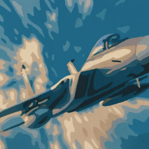 Jet Fighter in Flight Paint by Numbers Kit for Adults & Teens – High-Speed Military Aircraft DIY Canvas Art Set with Acrylic Paints