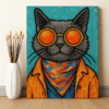 Cool Cat Paint by Numbers Kit – Funky Hipster Cat Wall Art | DIY Animal Painting for Adults & Teens | Funny Cat Gift | Pop Art Decor