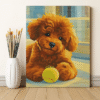 Poodle Paint by Numbers Kit – Fluffy Puppy with Tennis Ball | DIY Dog Art Painting for Adults & Kids | Cute Poodle Wall Décor Gift