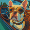 Cool French Bulldog Paint by Numbers Kit for Adults Kids – Retro Sunglasses Dog DIY Art Set with Canvas & Acrylic Paints - Funky Pet Decor