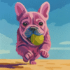 French Bulldog Paint by Numbers Kit for Adults & Kids – Pink Puppy with Ball DIY Canvas Art Set with Acrylic Paints – Fun Colorful Dog Decor