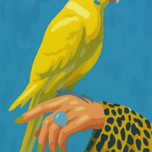 Yellow Parakeet Paint by Number Kit – Modern Pop Art DIY Bird Painting – Colorful Tropical Wall Decor