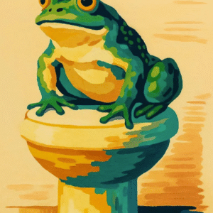Frog Paint by Numbers Kit – Colorful Frog on Pedestal | DIY Animal Art