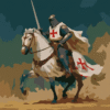 Paint by Number Medieval Knight Kit – Crusader on Horseback DIY Painting – Historical Warrior Art Gift for Men & History Buffs