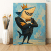 King Shark Paint by Number Kit – Funny DIY Cartoon Wall Art for Kids & Adults – Shark in Suit with Crown