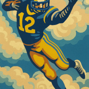 Paint By Number Football Player In Clouds – Bold Sports Art For Men, Dynamic DIY Painting Kit, Athlete Wall Decor Gift