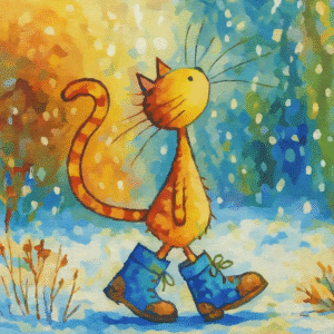 Cat in Boots Paint by Number Kit – Whimsical DIY Art for Kids & Cat Lovers – Colorful Cartoon Animal Wall Decor