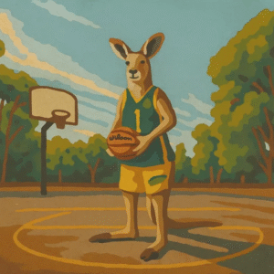 Paint by Number Kangaroo Basketball Player Kit – Funny Animal Sports Art – DIY Painting Gift for Teens, Adults & Aussie Fans
