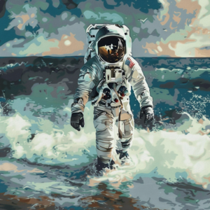 Paint By Number “Ocean Explorer Astronaut” – Space & Sea Themed DIY Painting Kit For Adults Beginners