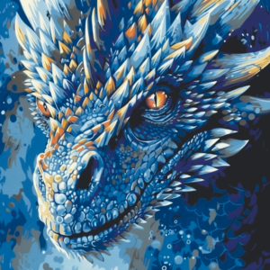 Paint By Number “Blue Ice Dragon” – Fantasy DIY Painting Kit For Adults Beginners