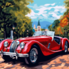 Paint by Number Red Cars Kit – Retro Convertible DIY Painting for Adults | Vintage Auto Wall Art | Gift for Car Enthusiasts