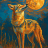 Coyote Howling At The Moon Paint By Numbers Kit | Wild Nature Night Scene Canvas DIY Painting Set For Animal Lovers And Rustic Decor