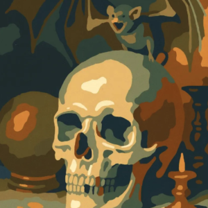 Gothic Skull and Bat Paint by Numbers Kit for Adults Spooky Dark Academia Aesthetic Halloween Horror Art Canvas Painting