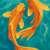 Paint By Number Golden Koi Harmony – Tranquil Fish Art DIY Painting Kit For Adults