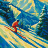 Paint By Number “Skiing Adventure” – Winter Mountain Paint By Numbers Kit For Adults Beginners