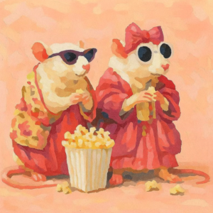Cute Mice Movie Night Paint by Numbers Kit for Adults Funny Mouse Art DIY Popcorn Painting Cozy Gift for Animal Lovers