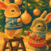 Paint By Number “Bunny Christmas Helpers” – Cozy Winter DIY Painting Kit For Adults & Kids